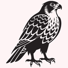 Stylized Kestrel Silhouette – Black Predator Bird Illustration
