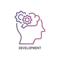 DEVELOPMENT Outline Illustration,Outline style icon of development for mental health, wellness, education, and awareness designs