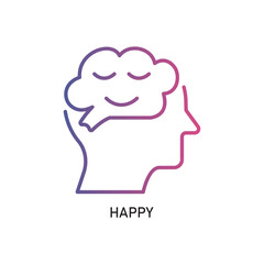 Happy Outline Illustration,Outline style icon of happy for mental health, wellness, education, and awareness designs