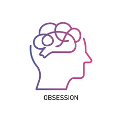OBSESSION Outline Illustration,Outline style icon of obsession for mental health, wellness, education, and awareness designs