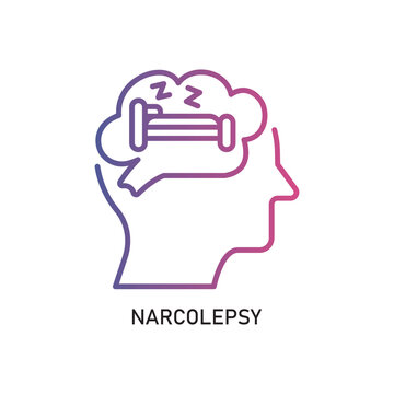 Narcolepsy Outline Illustration,Outline style icon of narcolepsy for mental health, wellness, education, and awareness designs