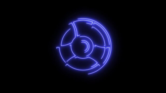 Vecteezy Neon blue circle glowing on black background.