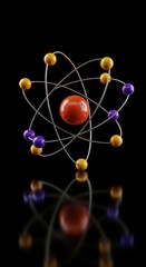 atom model on black background