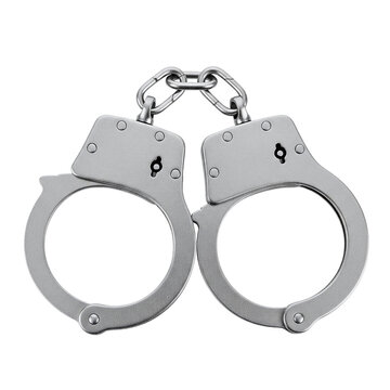 Metal police handcuffs for law and crime