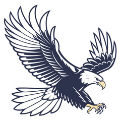 Fototapeta premium Majestic American Bald Eagle Soaring Downward with Strength and Determination, Wings Spread Wide