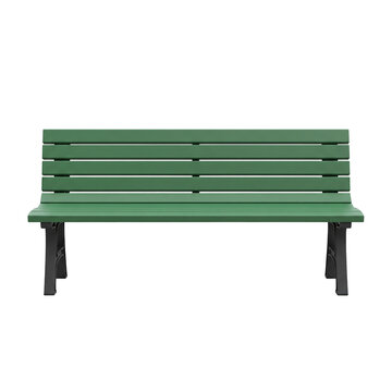 Green park bench for outdoor seating