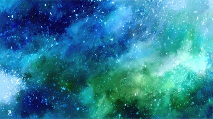 Obraz premium Sparkling green abstract watercolor space background