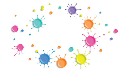 Multicolor splashes isolated on white background. Colorful paint splashes. Vector illustration of multicolor splashes.	
