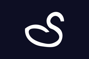 Abstract White Swan Silhouette: initial letter S logo concept, Elegant, Minimalist Logo Design.