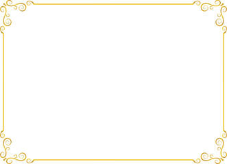 Gold square border. Golden Ornate Frame on White Background Blank Template for Text or Design. Luxury design element .