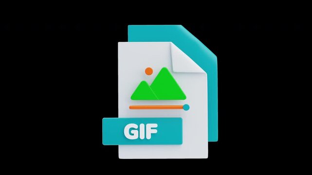 3D Animation of GIF File 3D Icon. File Format Concept