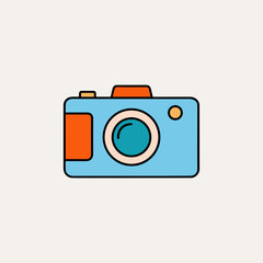 Vector art of simple illustration of a vintage blue and orange camera