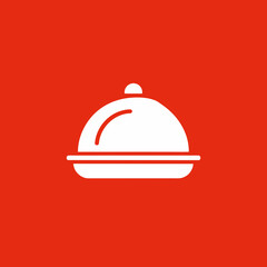 Vector art of white food serving dish icon on red background