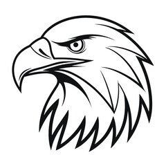 Obraz premium Bold Black and White Eagle Head Profile; Powerful, Majestic, and Intense Vector Illustration; Ideal for Branding, Logos, and Design Projects.