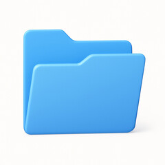 3D Rendered Light Blue Folder Icon on White Background