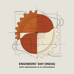 Engineers' Day India &ndash; Sir M. Visvesvaraya Tribute Illustration.