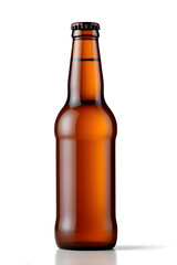 Amber beer bottle isolated on white background. Clean 3D render perfect for beverage branding, packaging design, or bar menu layouts.