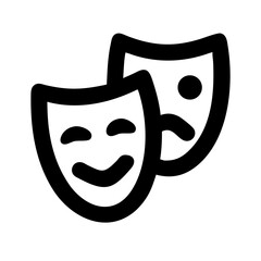 Theater Masks Icon – Drama Symbol, Comedy and Tragedy, Performing Arts and Entertainment Design