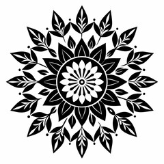 Sunleaf Mandala Set vector clean black silhouette design white background