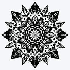 Sunleaf Mandala Set vector clean black silhouette design white background