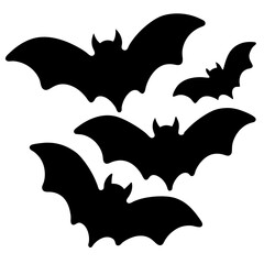 Black halloween bat silhouettes flying for halloween decorations and halloween backgrounds vector design