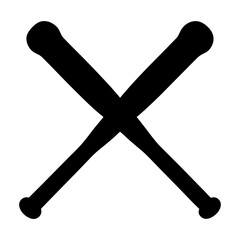 Crossed baseball bats vector image for sports equipment and game design projects with black bats on white