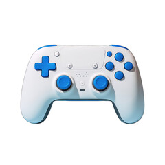 White game controller with blue accents