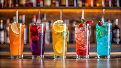 Colorful Cocktail Drinks at the Bar