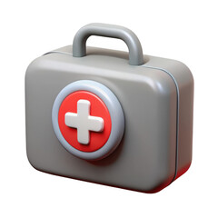 Obraz premium Gray first aid kit with red and white cross isolated on transparent background