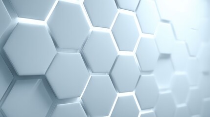 Abstract Hexagonal Background with White and Blue Tones, Modern Design Element, Technological Innovation