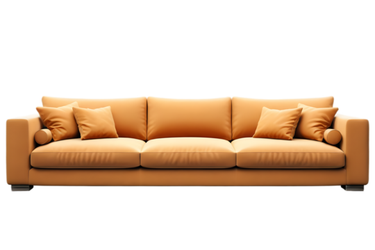 Elegant Orange Sofa with Cushions