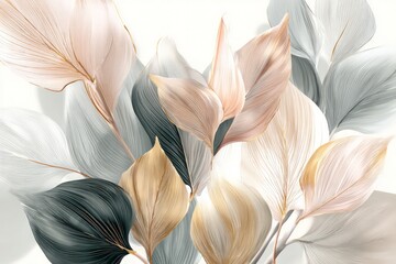 Abstract Floral Leaf Design With Pastel Tones