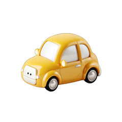 Obraz premium Cartoon yellow car, 3D model, simple design