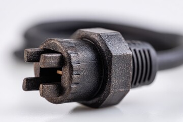 Close-up of a dark gray electrical connector