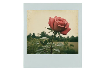 Pink Rose in a Polaroid Style Photo