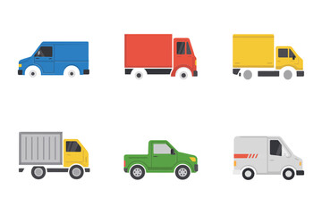 Cargo vehicle and delivery van icons, transport truck vector, shipping illustration, logistics collection, delivery service design