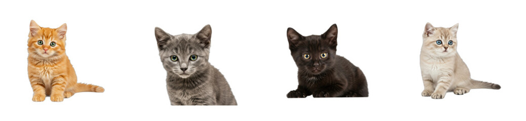 Obraz premium Playful kittens interacting in a cozy home environment captured in a heartwarming pet session. Cut out PNG set