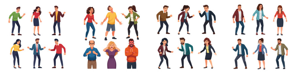 Fototapeta premium People Expressing Various Emotions: Happy, Sad, Angry, and Confused