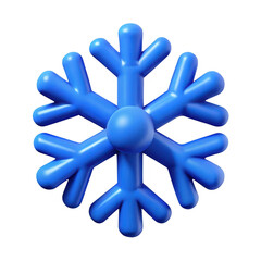 Blue plastic snowflake decoration isolated on transparent background