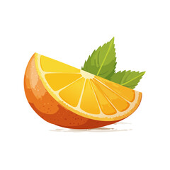 Vibrant Orange Slice with Fresh Mint Leaves on Dark Background Food Illustration