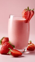 Strawberry smoothie recipe healthy drink with fresh strawberries for breakfast and snack ideas dessert