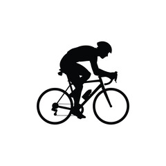 Fototapeta premium Silhouette of a cyclist in motion on a road bike