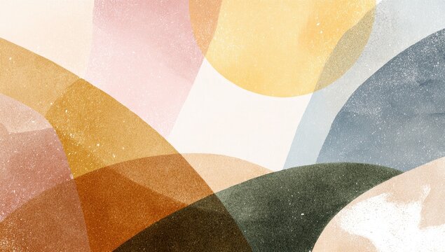 Abstract shapes in muted colors, layered and overlapping