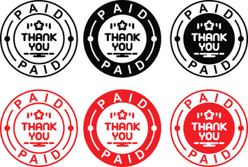Thank You Paid Round Badge Stamp Logo