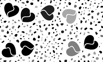 Fototapeta premium Abstract seamless pattern with two halves of a heart symbols. Creative leopard backdrop. Illustration on transparent background