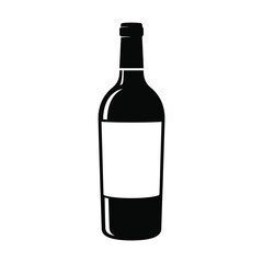 Simple silhouette of a dark wine bottle with a blank label