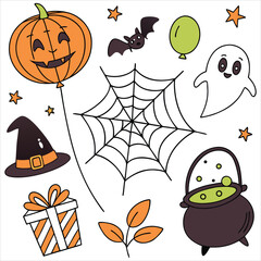  Halloween. Halloween Icon Set. Halloween set clipart vector. Halloween Flat Design Icon Set. Set of Halloween Pumpkins Silhouette. Halloween cartoon vector.