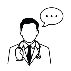 Doctor speaking with speech bubble icon