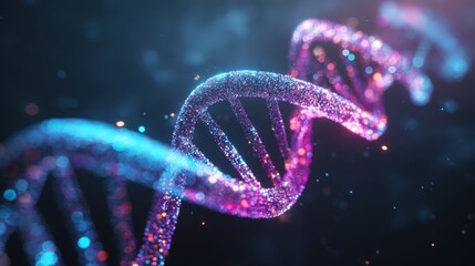 Abstract DNA Helix Structure with Vibrant Colors, Scientific Visualization, Genetic Research and Biotechnology Concept