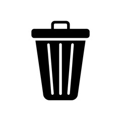 Isolated trash can icon on transparent background silhouette